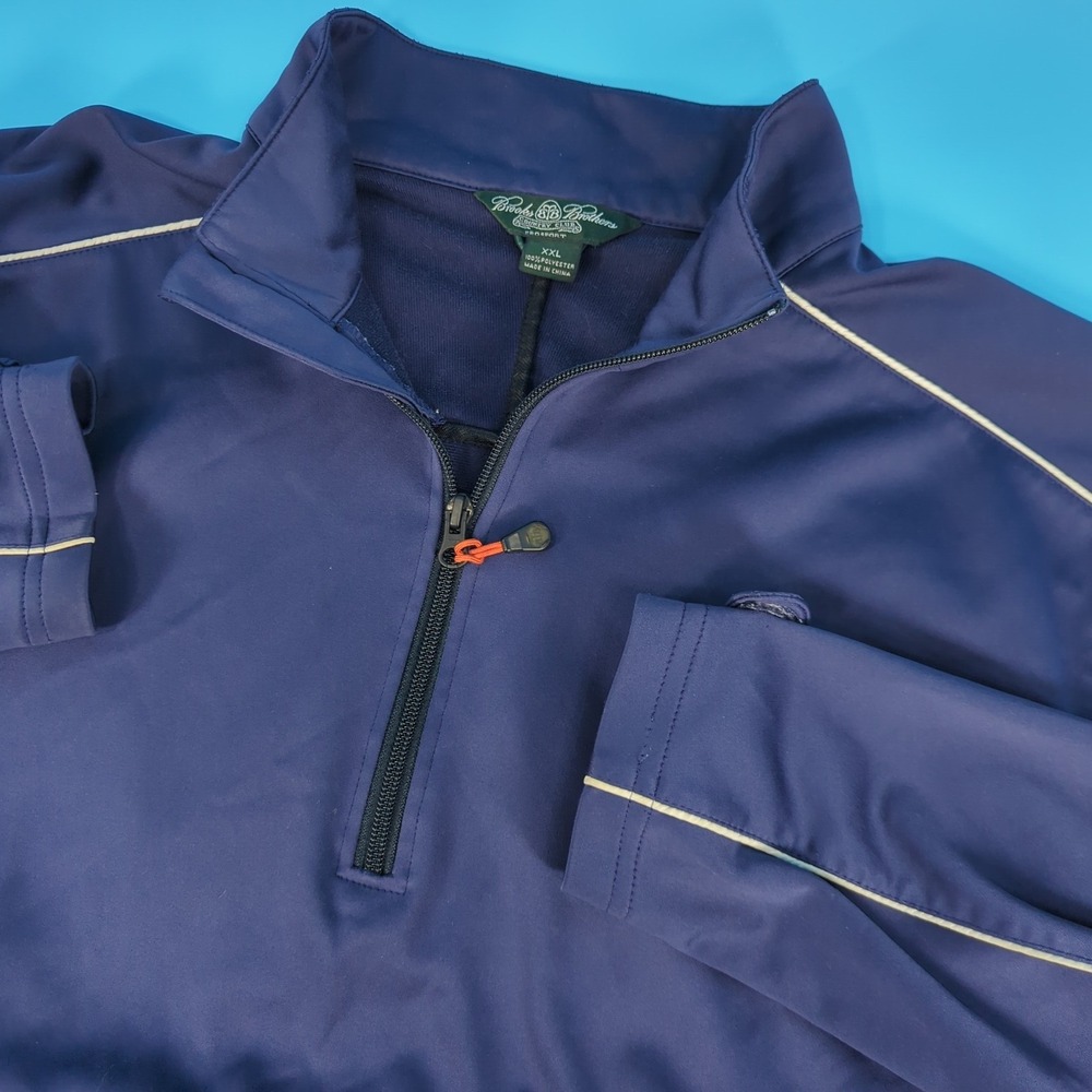 Brooks Brothers Country Club ProSport Navy Blue Quarter Zip Pullover XXL Mens